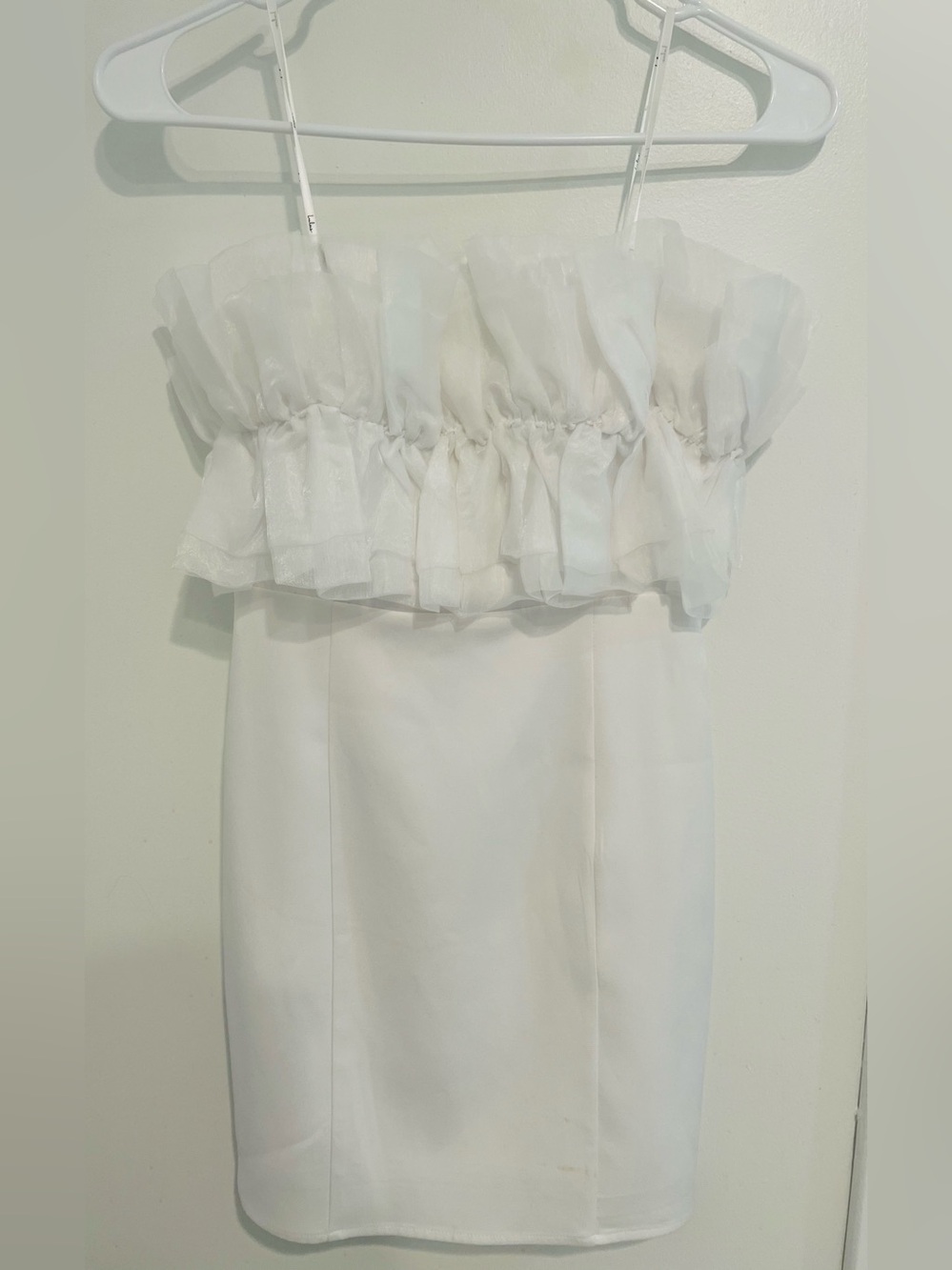 Lulu's White Strapless Ruffle Mini Dress - Picture 3 of 6